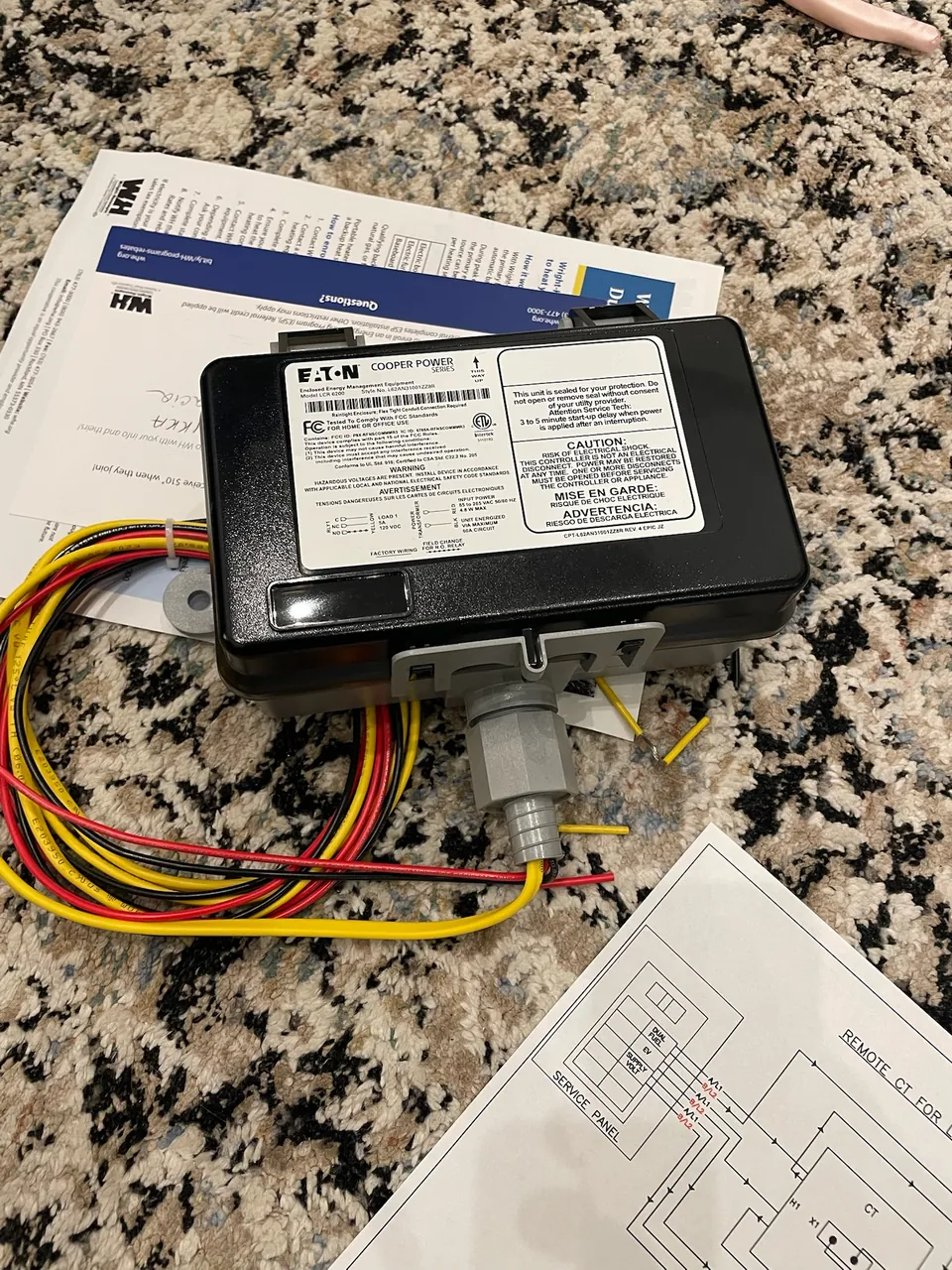 Eaton transfer switch components laid out before installation